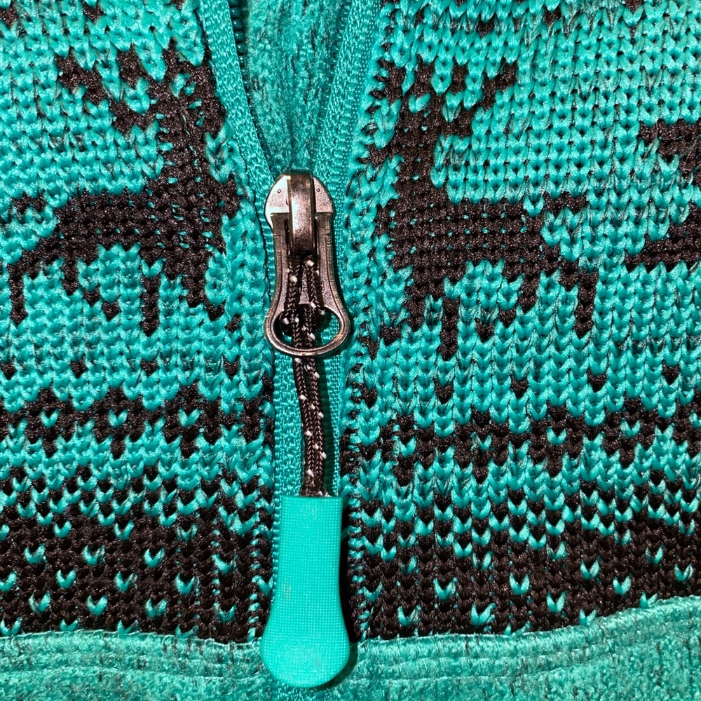 Faded Glory Women's 2X (18W-20W) Green Full Front Zipper Winter Themed Shacket - Picture 3 of 3